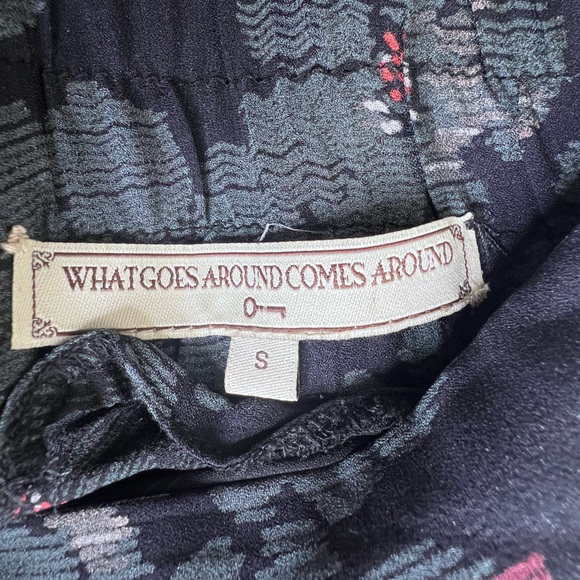 What Goes Around Comes Around silk hi lo skirt floral S asymmetrical vintage - Picture 6 of 8